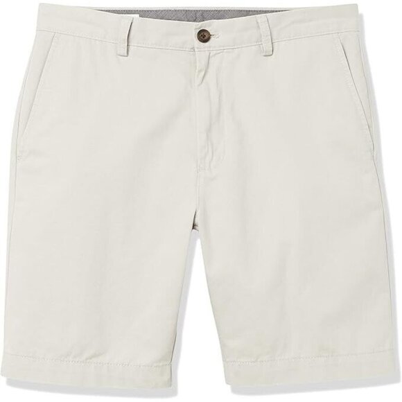 Amazon Essentials Slim-Fit 9" Stretch Chino Short 100% Cotton Light Grey 34W - Picture 2 of 11